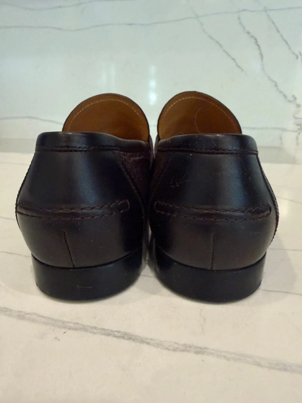 Gucci Dark Brown Monogram Leather Penny Loafers - Picture 5 of 10